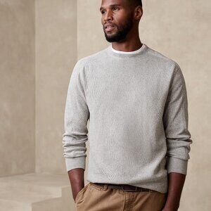 BANANA REPUBLIC Men's Brushed Ribbed Shirt Size XL In Light Gray Heather